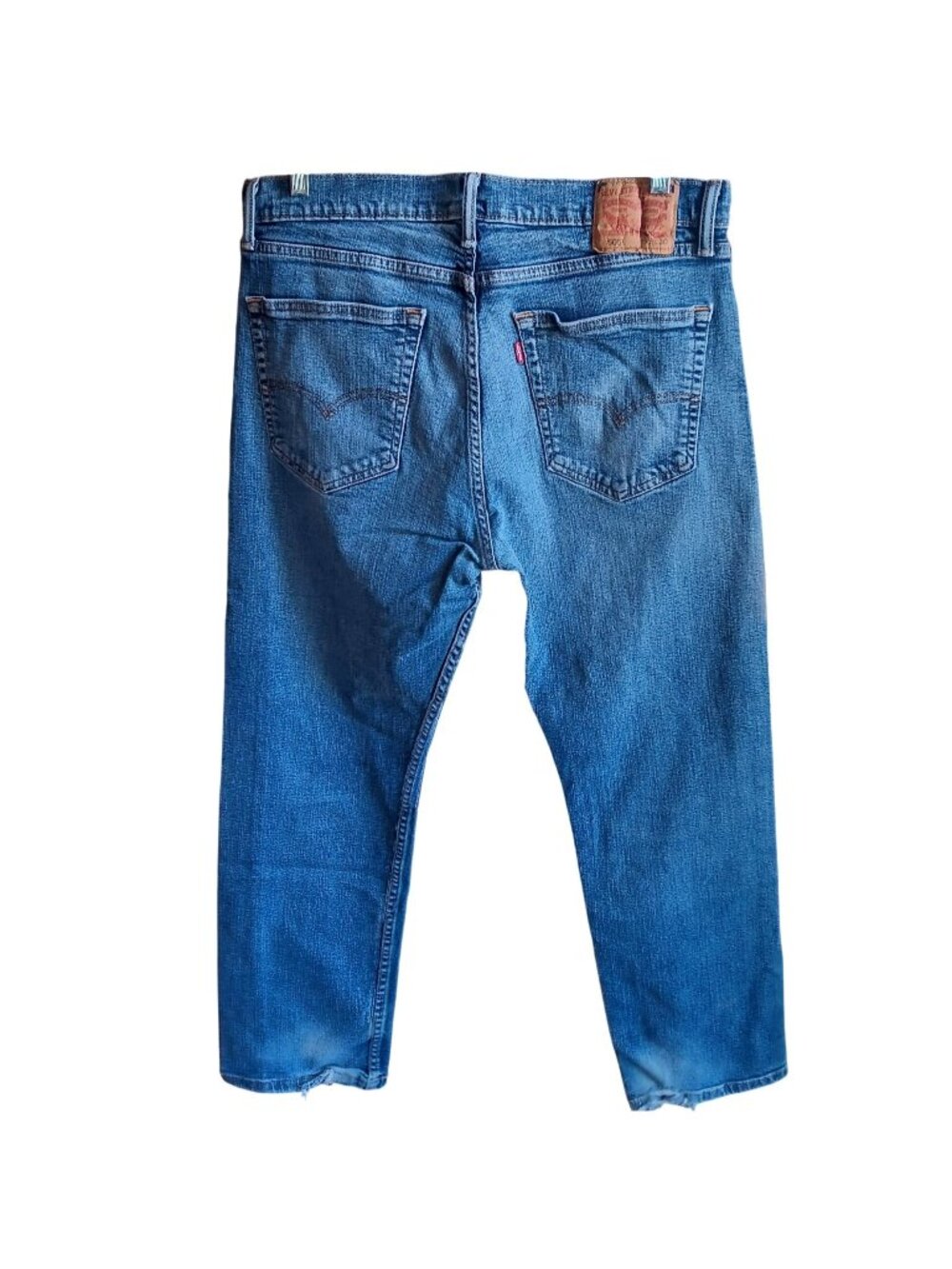 36x30 Levis 505 Regular Fit Blue Denim Jeans Distressed Trash Fade Straight Leg